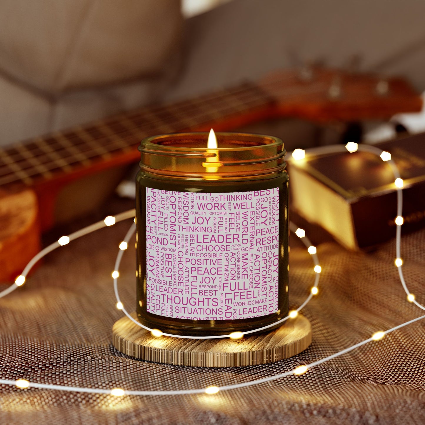 Inspirational Scented Candle - Coconut Apricot Wax (4oz, 9oz) with Positive Affirmations