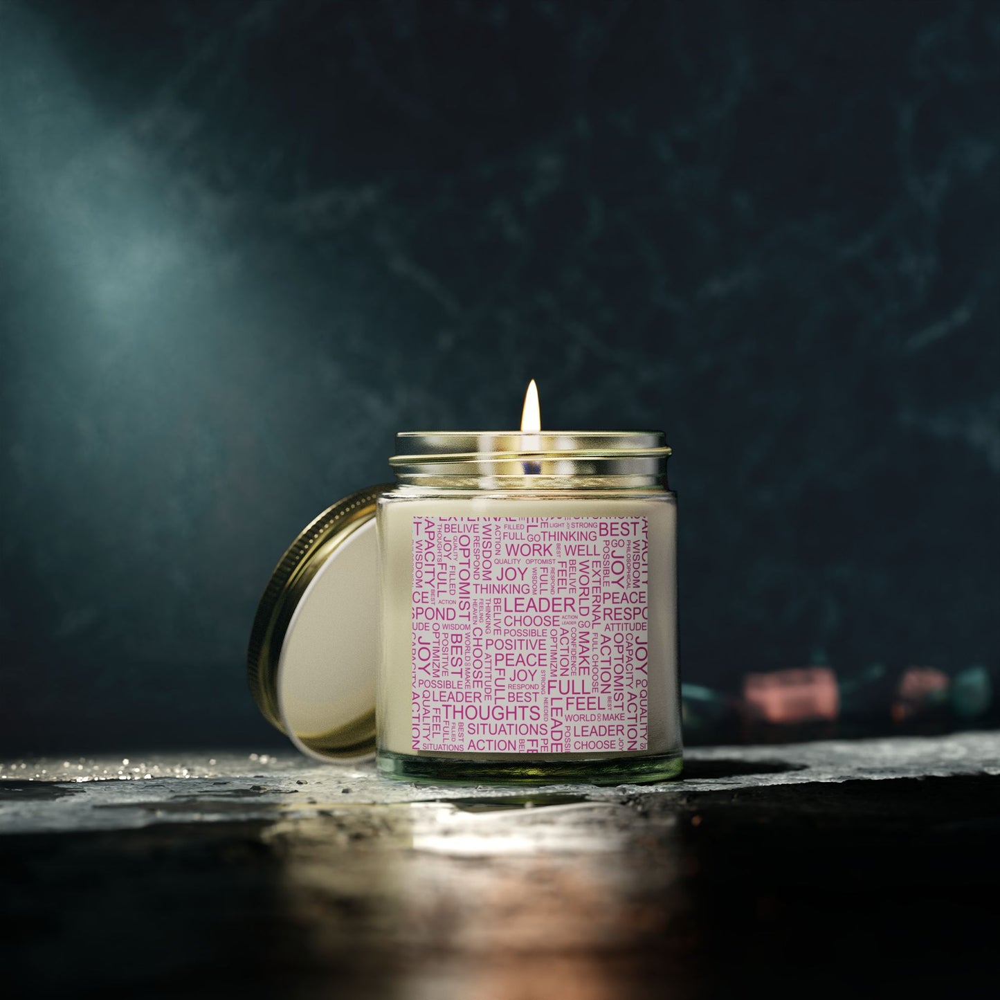 Inspirational Scented Candle - Coconut Apricot Wax (4oz, 9oz) with Positive Affirmations