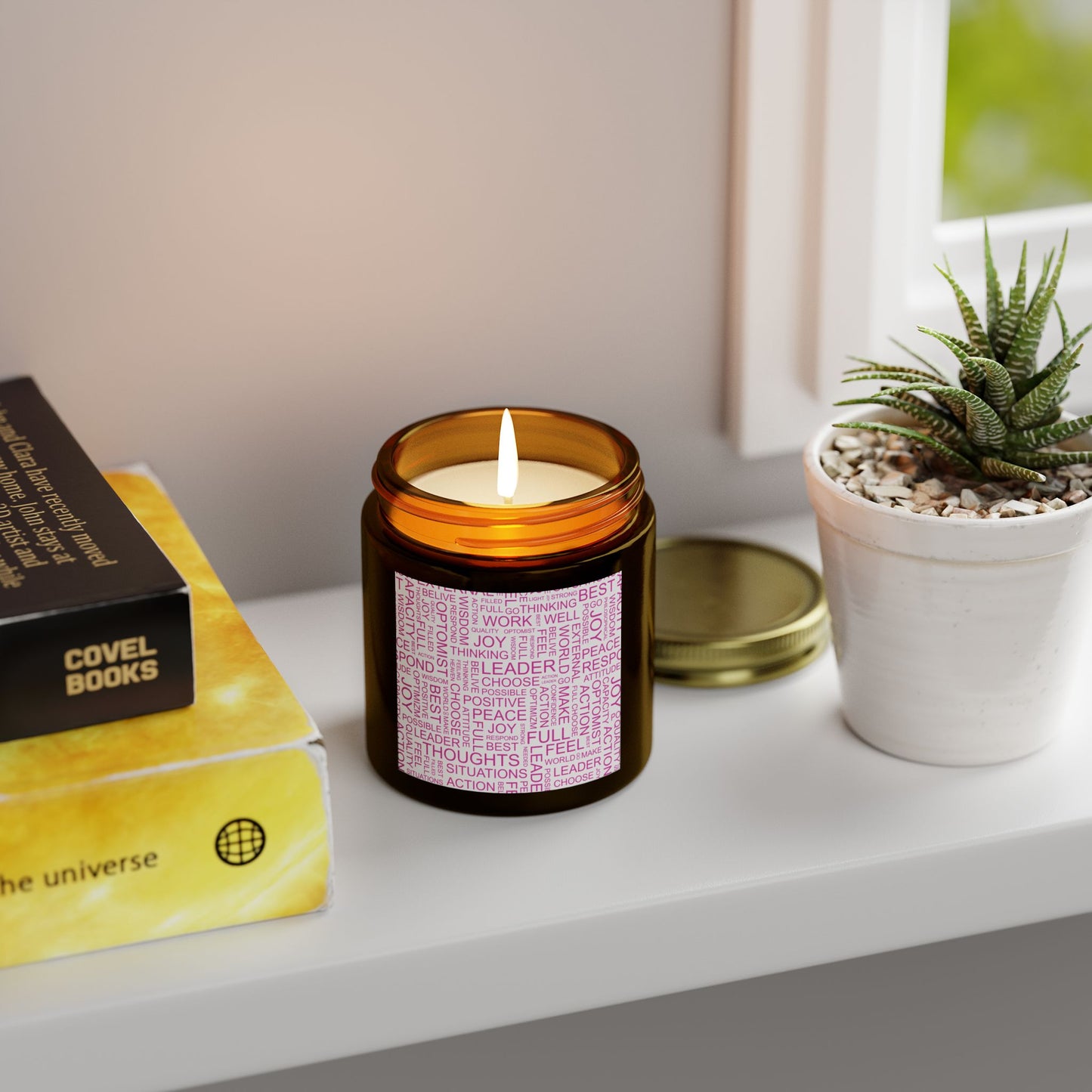 Inspirational Scented Candle - Coconut Apricot Wax (4oz, 9oz) with Positive Affirmations