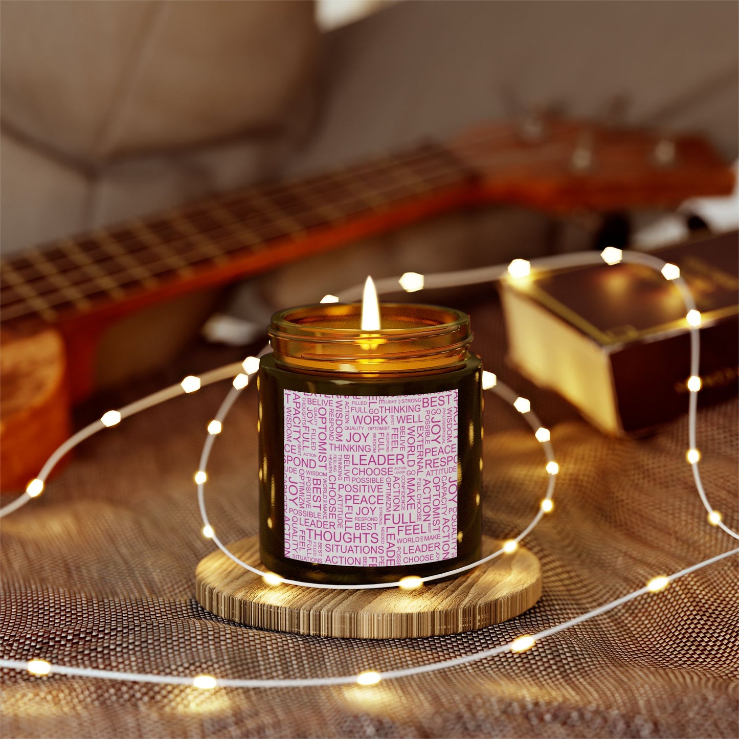 Inspirational Scented Candle - Coconut Apricot Wax (4oz, 9oz) with Positive Affirmations