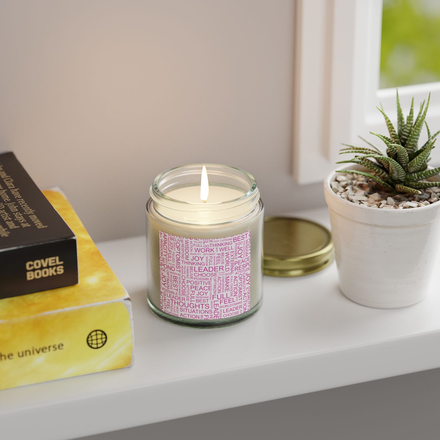Inspirational Scented Candle - Coconut Apricot Wax (4oz, 9oz) with Positive Affirmations