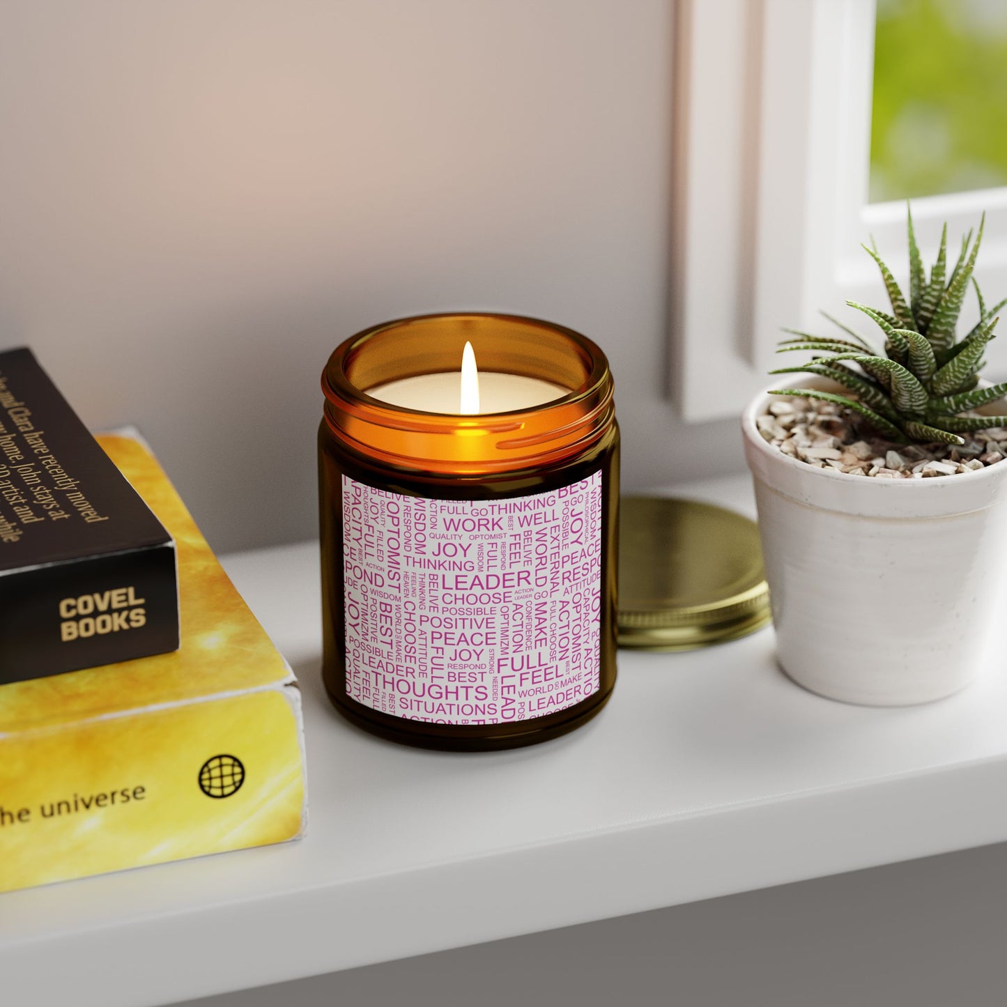 Inspirational Scented Candle - Coconut Apricot Wax (4oz, 9oz) with Positive Affirmations