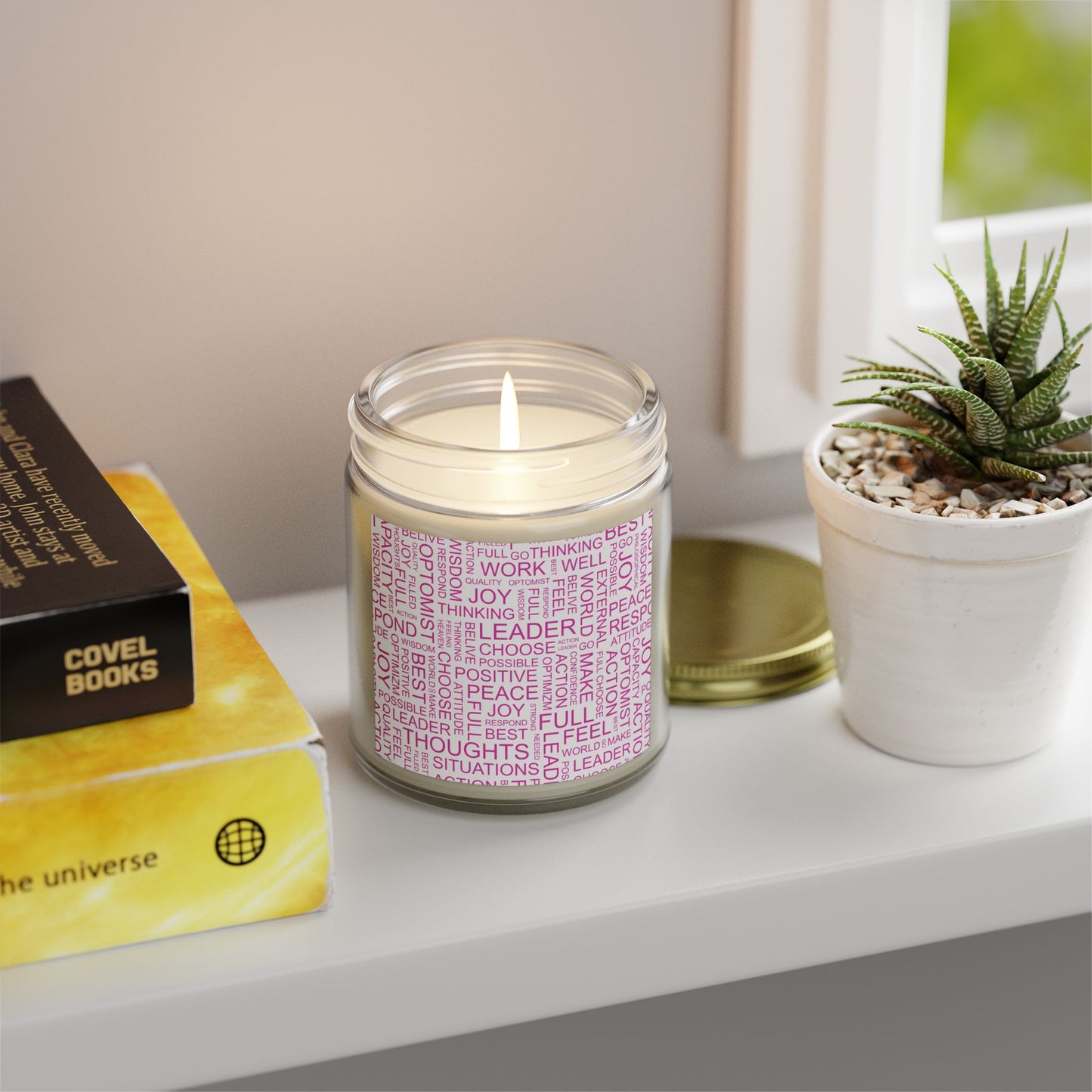 Inspirational Scented Candle - Coconut Apricot Wax (4oz, 9oz) with Positive Affirmations
