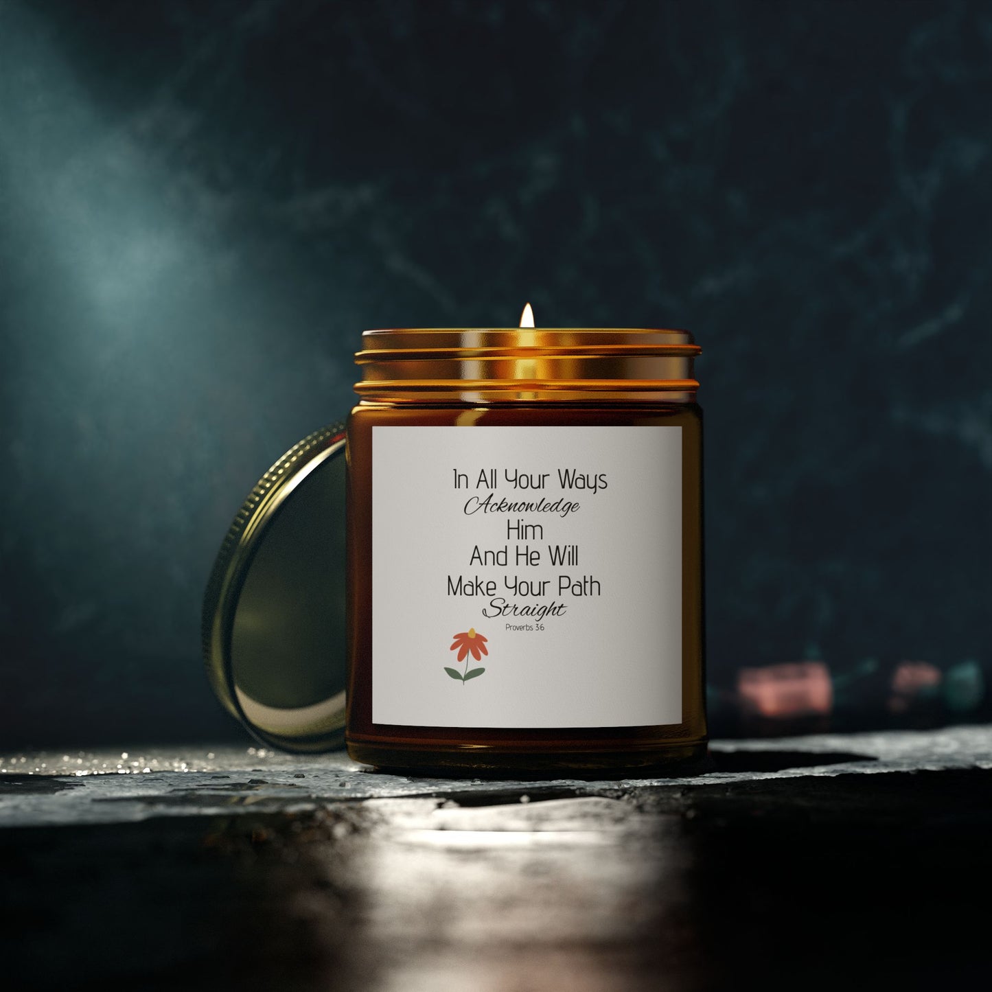 Inspirational Scented Candle - Coconut Apricot Wax (4oz, 9oz) - "In All Your Ways, Acknowledge Him"