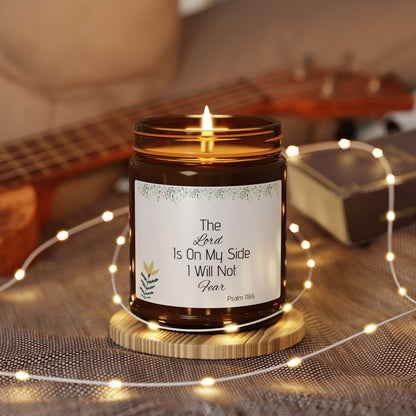Inspirational Scented Soy Candle - "The Lord Is On My Side" (Amber Jar)