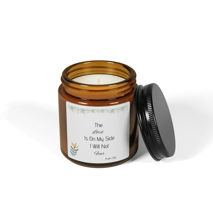 Inspirational Scented Soy Candle - "The Lord Is On My Side" (Amber Jar)