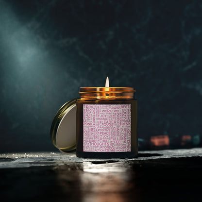 Inspirational Scented Candle - Coconut Apricot Wax (4oz, 9oz) with Positive Affirmations