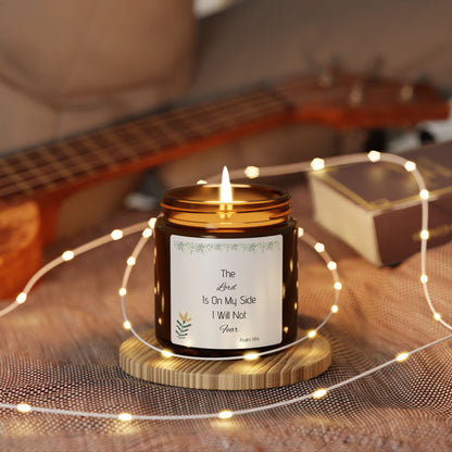 Inspirational Scented Soy Candle - "The Lord Is On My Side" (Amber Jar)