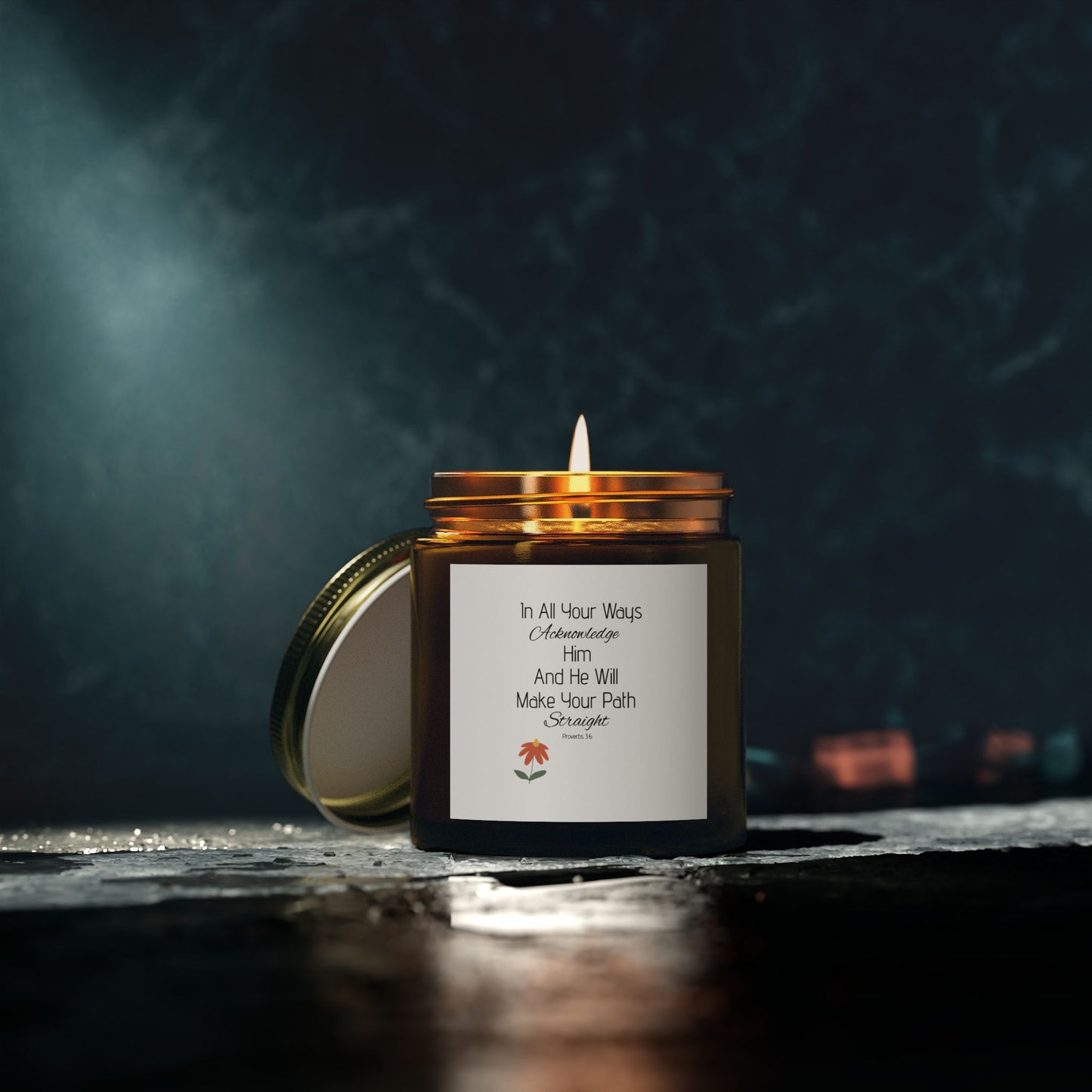 Inspirational Scented Candle - Coconut Apricot Wax (4oz, 9oz) - "In All Your Ways, Acknowledge Him"